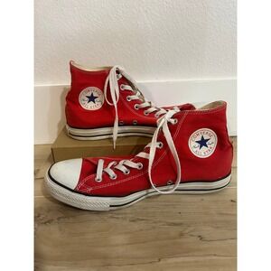 Converse Chuck Taylor All Star High Top Red Canvas Sneakers Shoes Mens 11